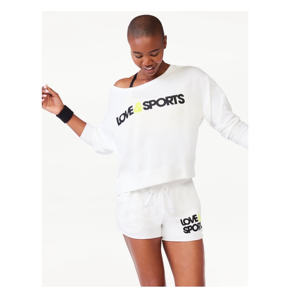 French Terry short and oversized lightweight sweatshirt with wide neckli…